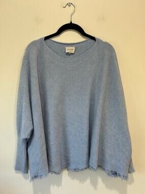 Charli blue poncho sweaster womens OS soft batwing sleeves neutral